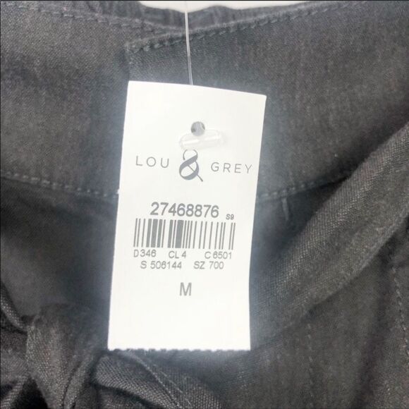 LOU & GREY | Loft Linen Tie Sash Pants Gray Black - Picture 6 of 8